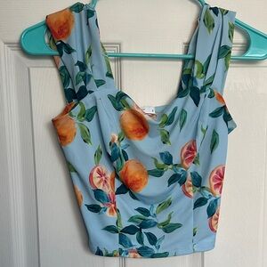 Reserved Blue and Orange Floral Crop Top